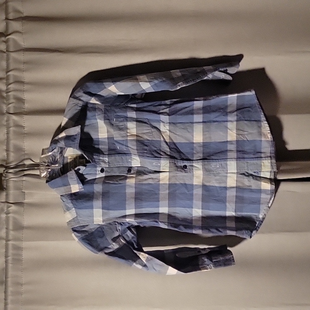 Place Kids Blue and White Checkered Button-Down Shirt